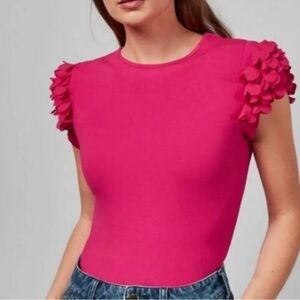 TED BAKER Blere Floral-Appliqué Tee Shirt Pink Size 4